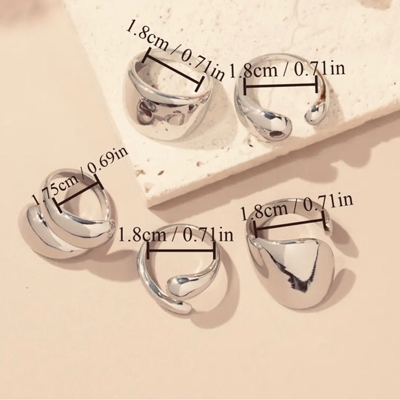 ✨✨Platinum Plated (5) Stock Ring✨Adjustable✨✨ - Picture 3 of 5